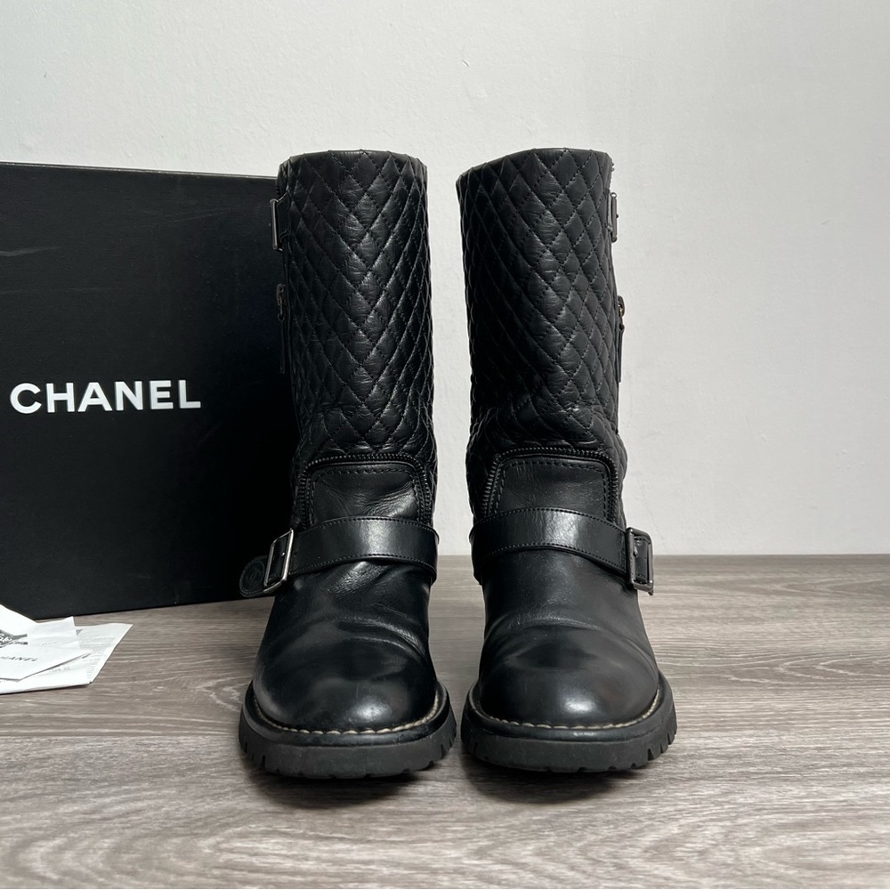 Authentic CHANEL Moto Biker Boots Size 37.5 (with box & receipt)​ - Picture 6 of 15
